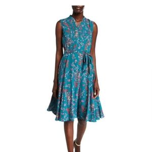 Nanette Lepore Women's Floral Pintuck Shirt Dress with Sash Belt Size 4